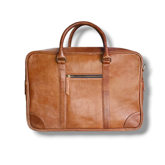 Carson Leather Laptop Bag - Tawny Brown