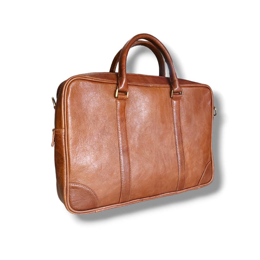 Carson Leather Laptop Bag - Tawny Brown