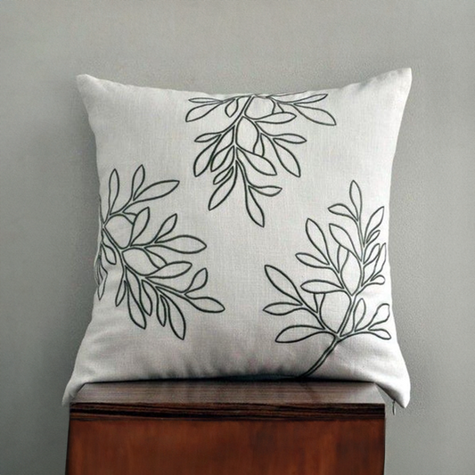 Lotus Embroidered Cushion Cover