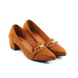 Velour-II Brown Women Court Shoes