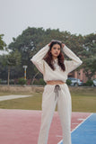 Ivory Cropped Sweat Suit